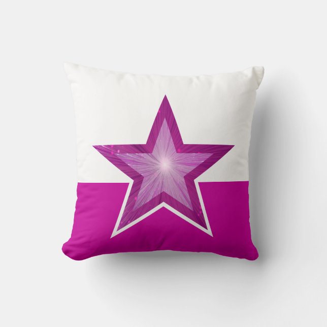 Pink Star throw pillow square pink white (Front)