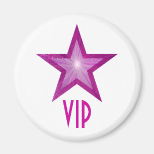 Pink Star 'VIP' fridge magnet round white