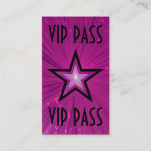 Pink Star 'VIP PASS' business card black back