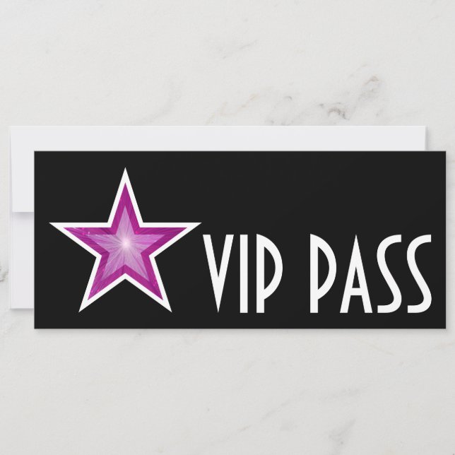 Pink Star 'VIP PASS' invitation black long (Front)