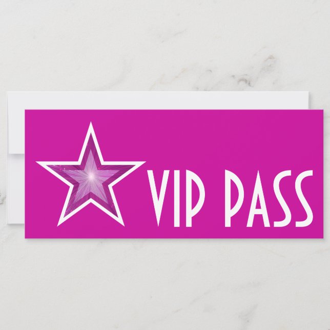 Pink Star 'VIP PASS' invitation pink long (Front)