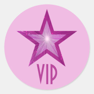 Pink Star VIP round sticker pale pink