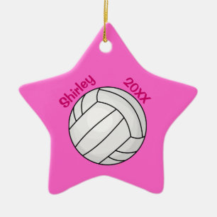 Pink Star Volleyball Christmas Tree Ornament