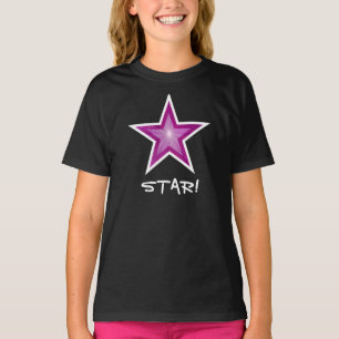 Pink Star White 'STAR!' girl's t-shirt black
