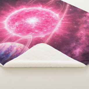 Pink Star with Two Orbiting Planets Sherpa Blanket
