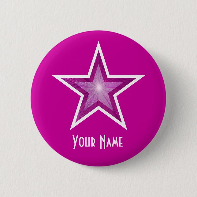 Pink Star 'Your Name' button pink (Front)