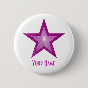 Pink Star 'Your Name' button white
