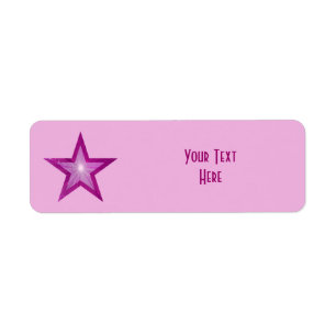 Pink Star 'Your Text' label small pale pink Return Address Label