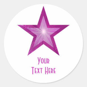 Pink Star 'Your Text' round sticker white