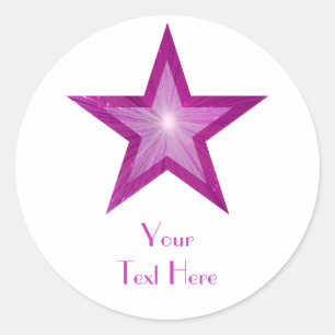 Pink Star 'Your Text' round sticker white