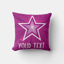 Pink Star 'Your Text' throw pillow square