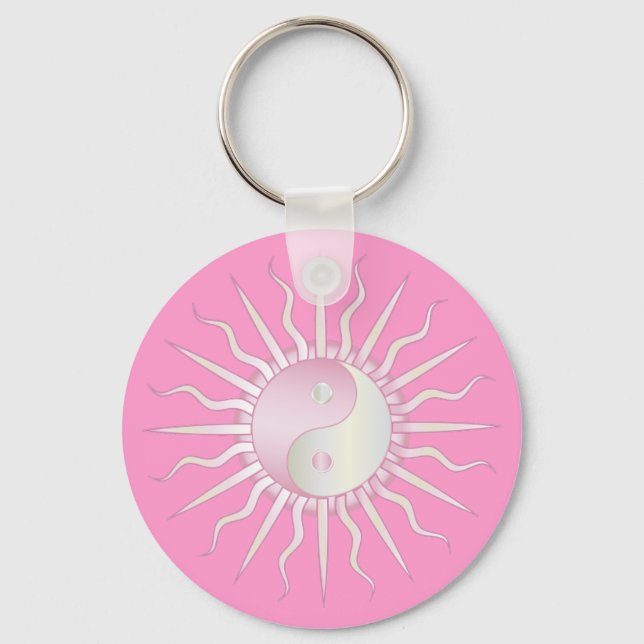 Pink Starburst Yin Yang Key Ring (Front)