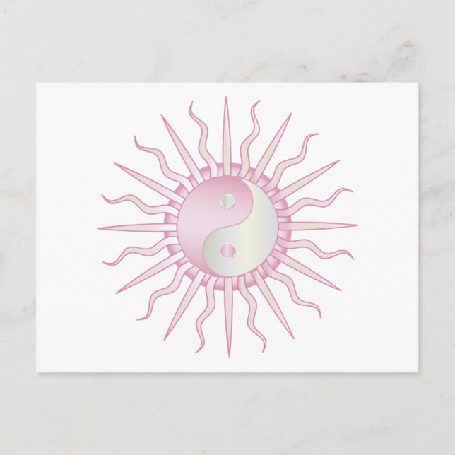 Pink Starburst Yin Yang Postcard (Front)