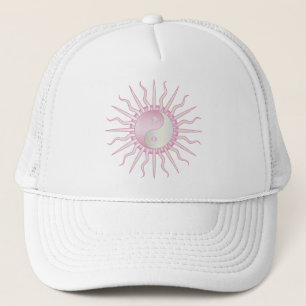Pink Starburst Yin Yang Trucker Hat