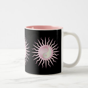 Pink Starburst Yin Yang Two-Tone Coffee Mug