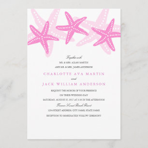Pink Starfish Beach Wedding Invitation