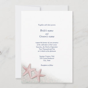 Pink Starfish Beach Wedding Invitations