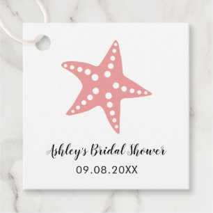 Pink Starfish Bridal Shower Gift Favour Tag