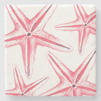Pink Starfish Natural Stone Coaster