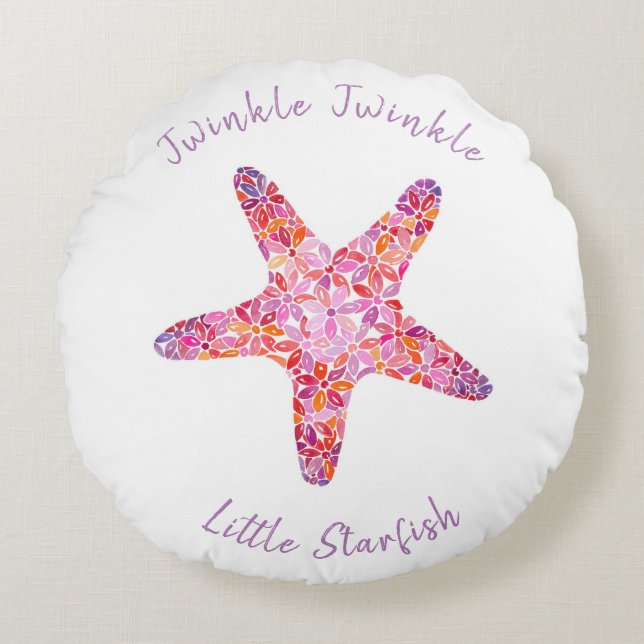 Pink Starfish Nursery Pillow (Front)