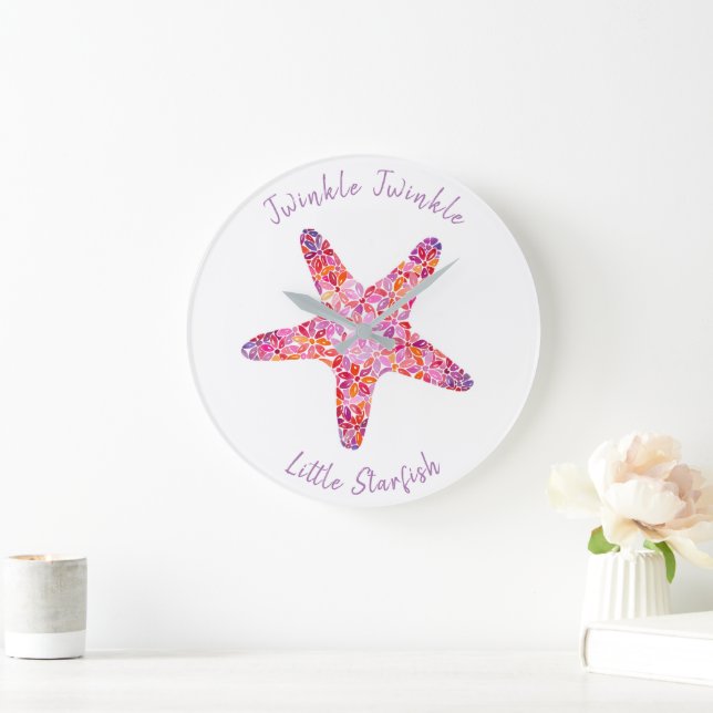 Pink Starfish Nursery Wall Clock (Home)