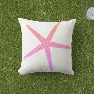Pink Starfish Pattern Rose Gold Glitter Gift Favou Cushion