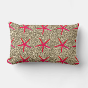 Pink Starfish Patterns Gold Golden Glitter Cute Lumbar Cushion