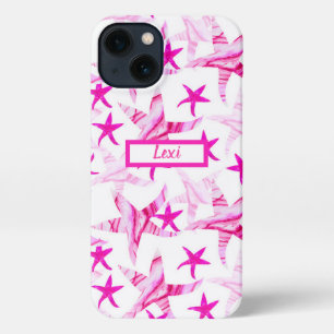 Pink Starfish Wave-silhouette watercolor iPhone 13 Case