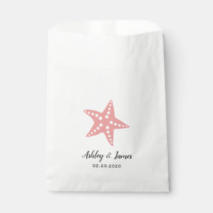 Pink Starfish Wedding Favour Bags, Cookies & Treat Bag