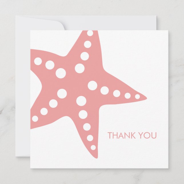 Pink Starfish Wedding Thank You Note Card (Front)