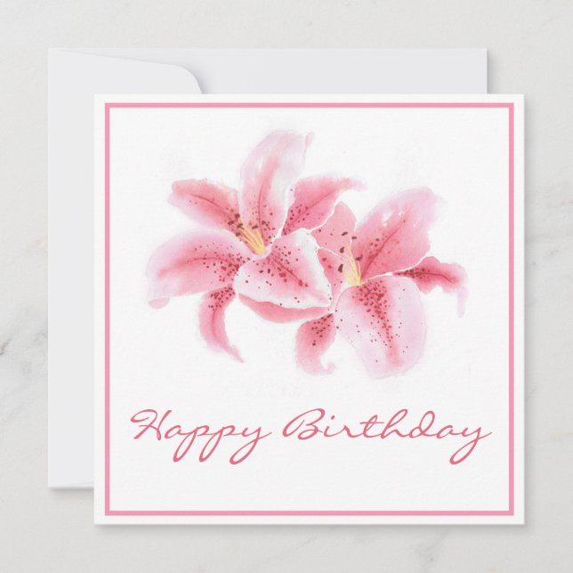 Pink Stargazer Lilies Card (Front)