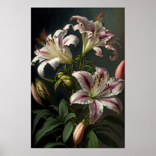Pink Stargazer Lilies Flower Art Print Poster