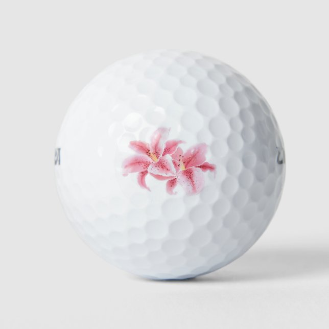 Pink Stargazer Lilies Golf Balls (Front)