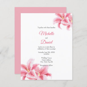 Pink Stargazer Lilies Invitation