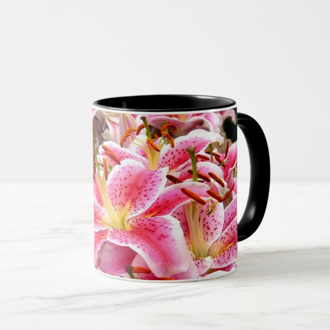 Pink Stargazer Lilies Mug (Front Right)