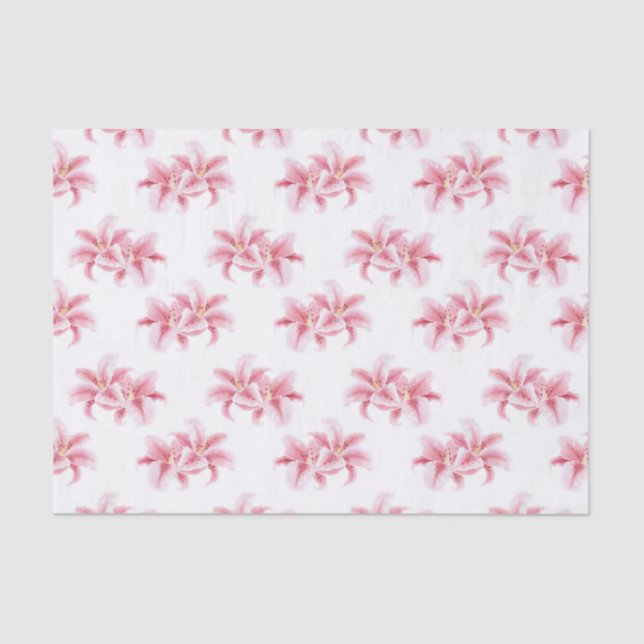 Pink Stargazer Lilies Pattern Tissue Paper (Front)