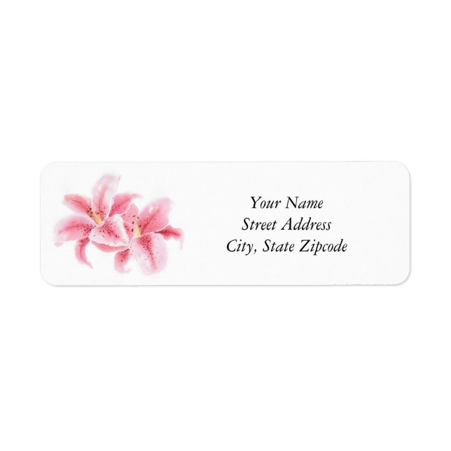 Pink Stargazer Lilies Return Address Label (Front)