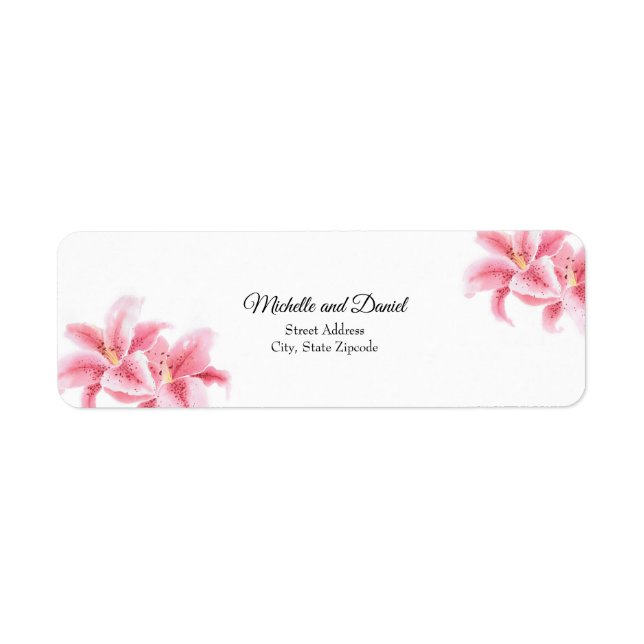 Pink Stargazer Lilies Return Address Label (Front)