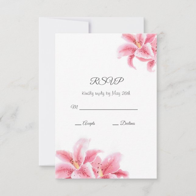 Pink Stargazer Lilies RSVP Card (Front)