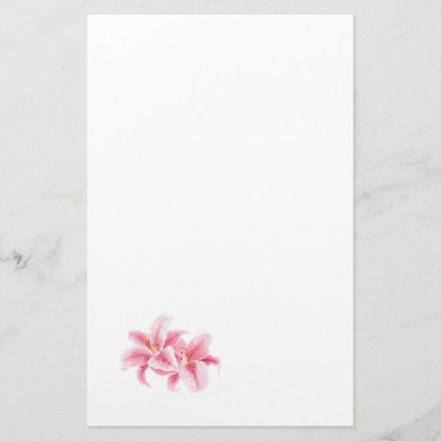 Pink Stargazer Lilies Stationery (Front)