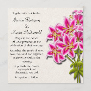 Pink Stargazer Lilies Wedding Invitation