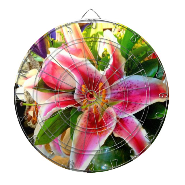 pink stargazer lily dart board (Front)
