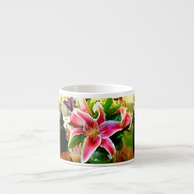 pink stargazer lily espresso mug (Front)
