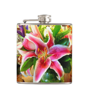 pink stargazer lily flask