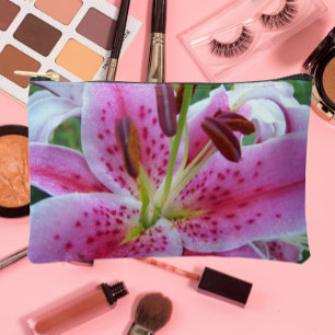 Pink Stargazer Lily Floral Accessory Pouch