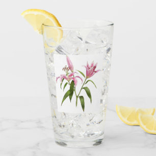 Pink Stargazer Lily Floral Botanical Art Glass