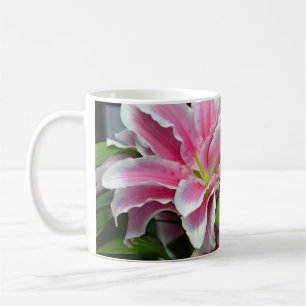 Pink stargazer lily floral coffee mug