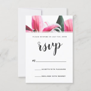 Pink Stargazer Lily Floral RSVP Card