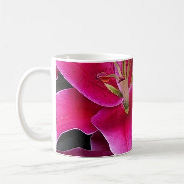 Pink stargazer lily flowers    coffee mug (Left)