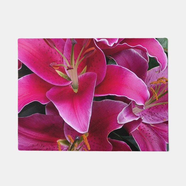 Pink stargazer lily flowers    doormat (Front)